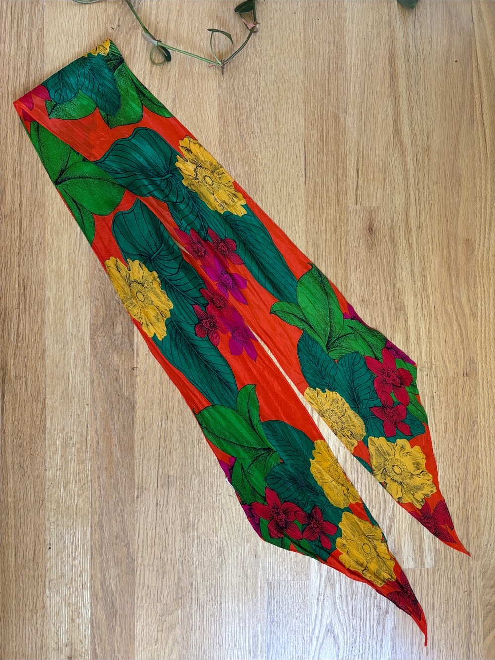 Vintage Silk Liz Claiborne Scarf Headband Belt Fuchsia Pink Yellow Green Orange